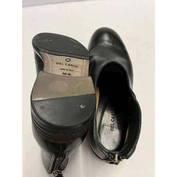 Del Carlo Black Leather Back Zip Ankle Booties Size 36.5 / 6.5  NWOB - Picture 3 of 6